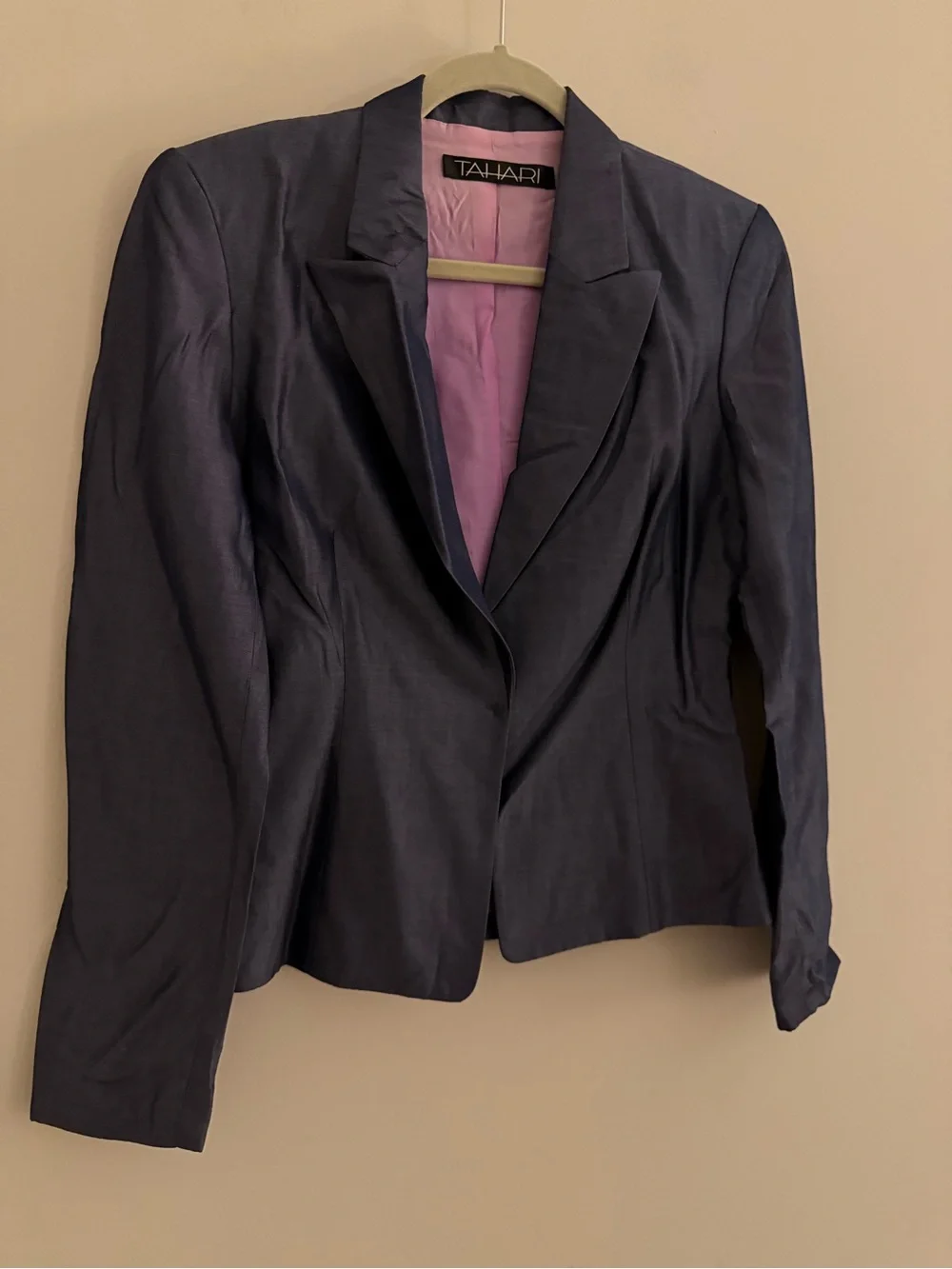 Tahari Navy Wool Mohair Blend Tailored Blazer Size 10‎ Office Career Chic